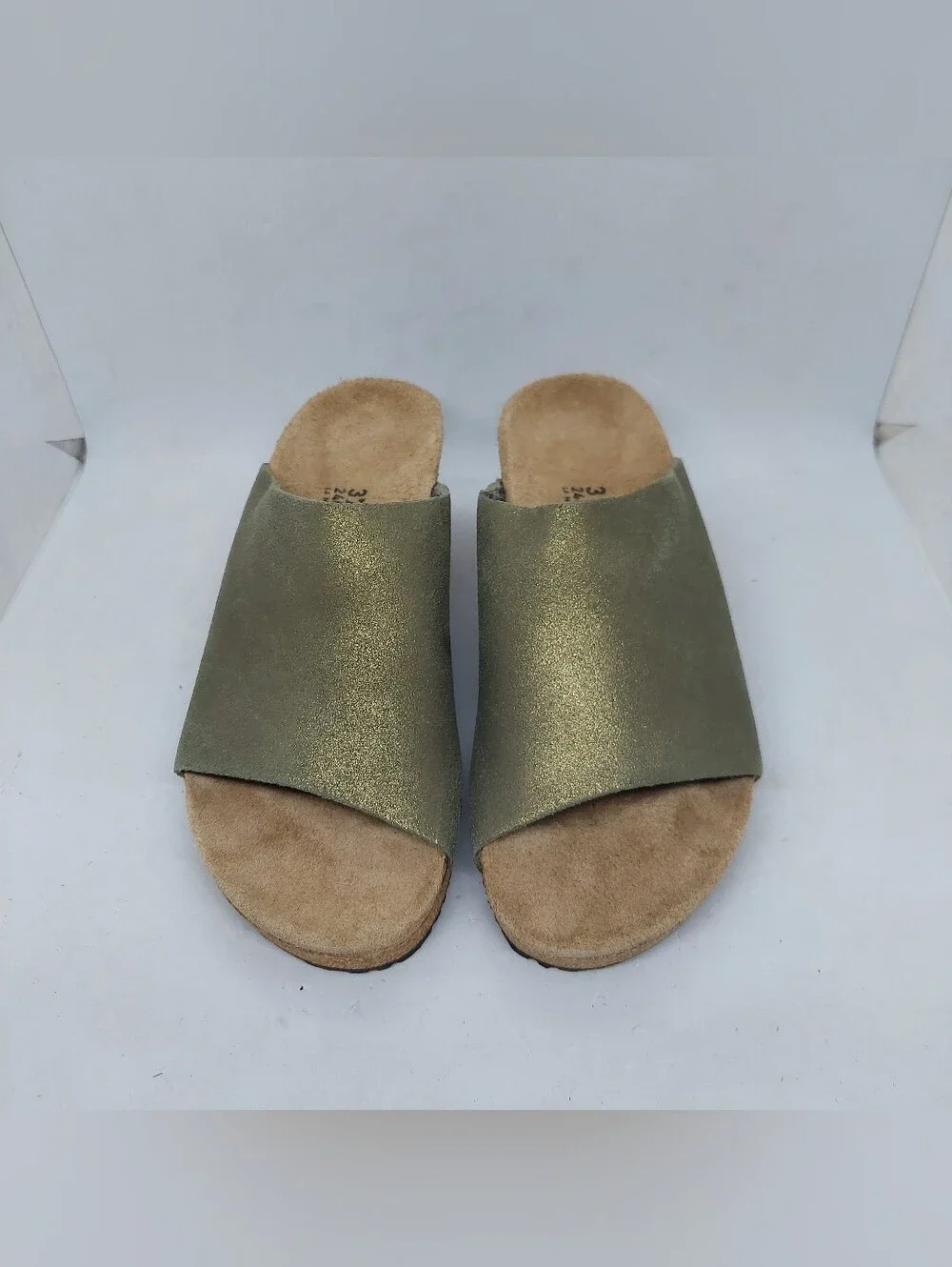 Papillio by Birkenstock Namica Suede Wedge Olive Green Metallic Womens Size 6